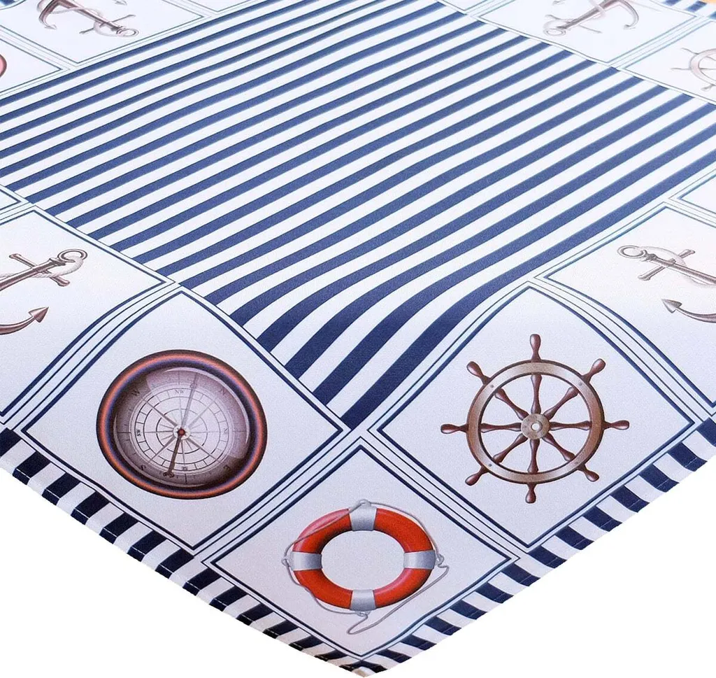 Tovaglia TERESA stampa a righe nautiche in poliestere blu 85 x 85 cm