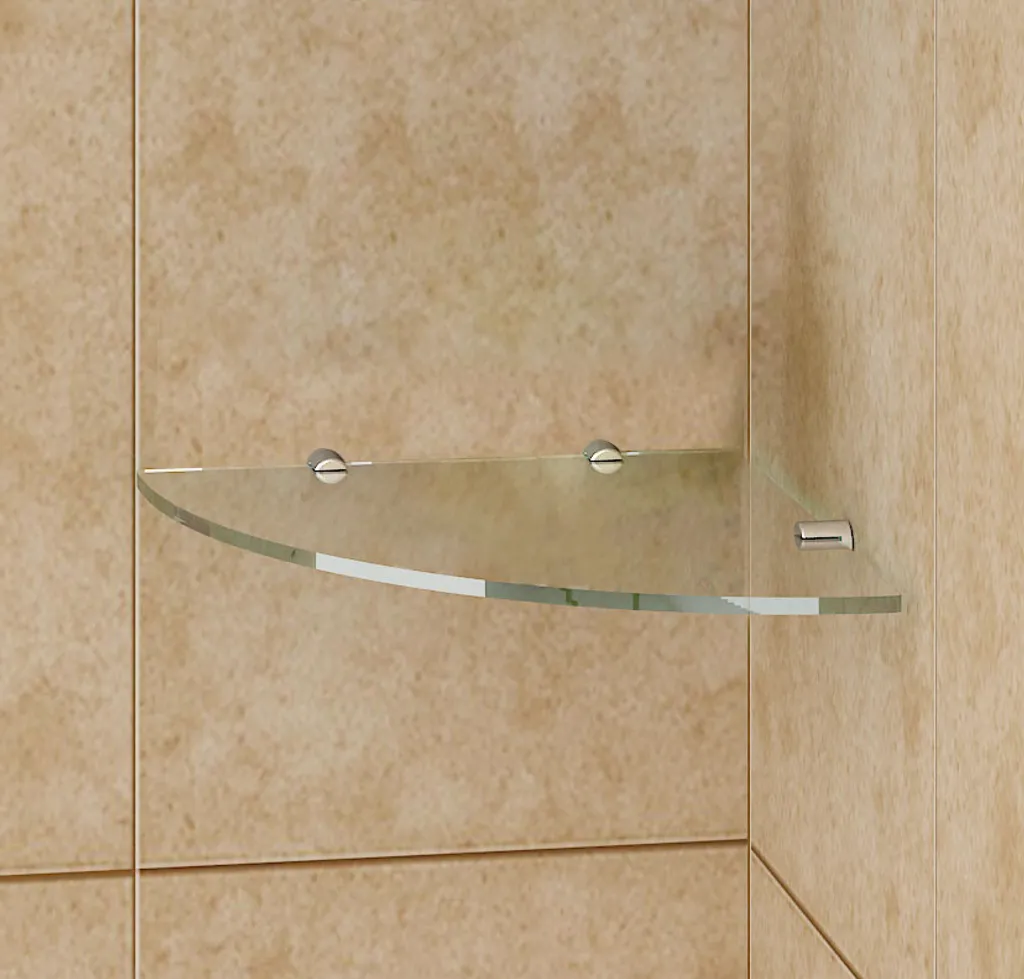 Étagère de douche en verre trempé d'angle - Design moderne et robuste