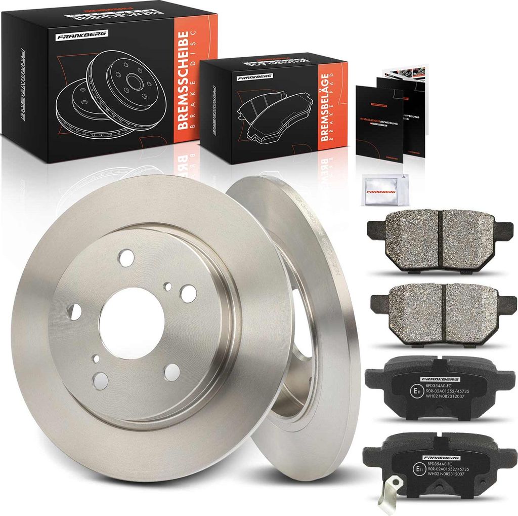 Frankberg 2x Bremsscheiben 4x Bremsbeläge Hinterachse für Toyota Corolla Stufenheck E15 1.3L 1.4L 1.6L 2006-2014