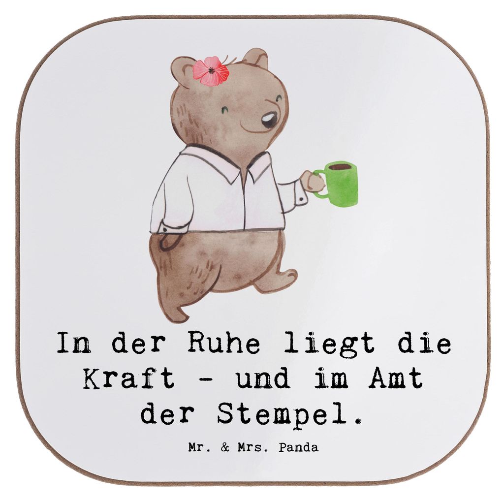 Mr. & Mrs. Panda Tischuntersetzer Beamtin Kraft - Weiß - Geschenk, Tassenuntersetzer, Ruhe, Untersetzer Tasse, Behörden, kreative Geschenke, Coas...