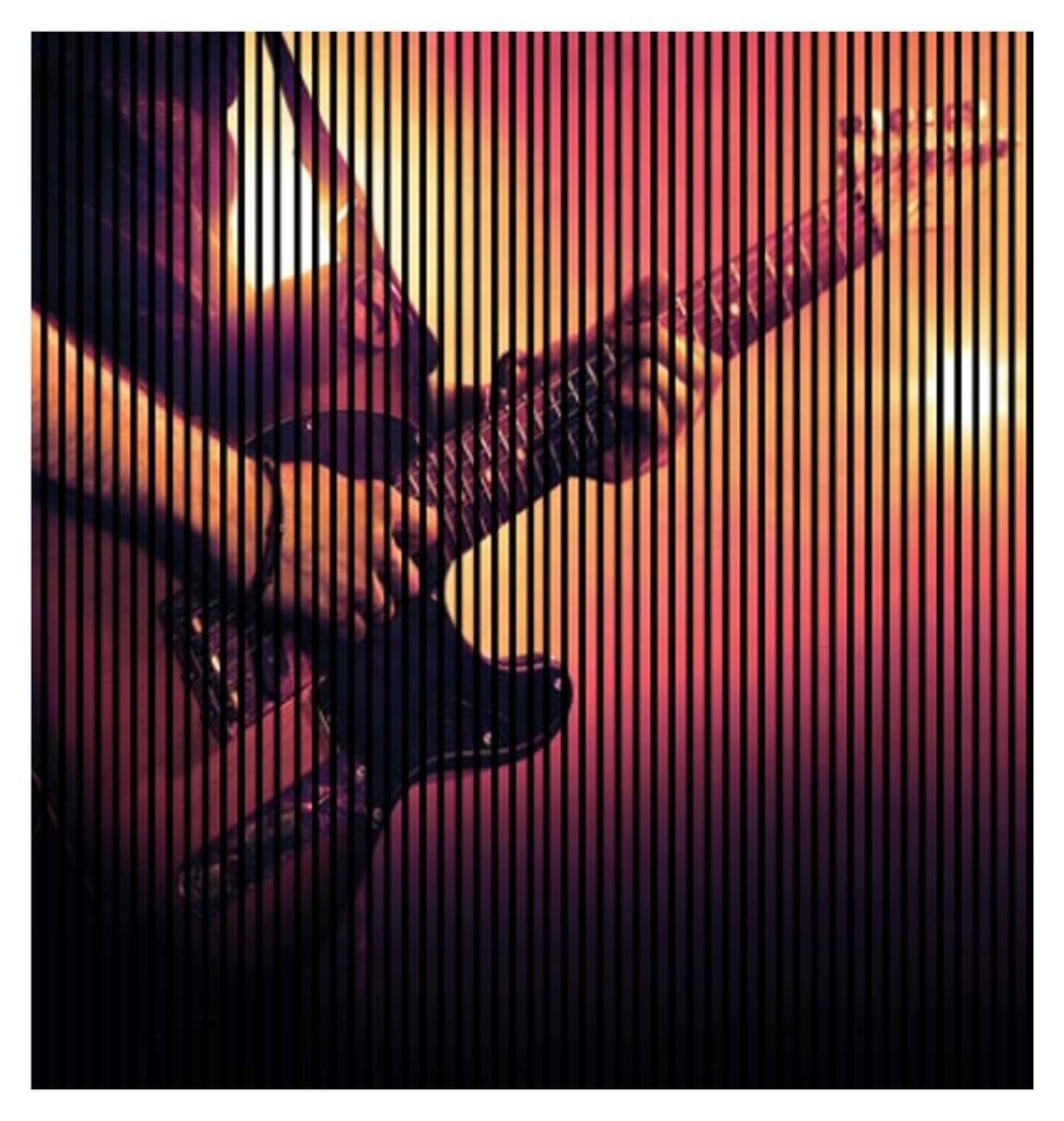 Akustikpaneele mit Digitaldruck Riff01 19 x 2253 x 2400 mm Gitarre Musik MDF PET-Fasern Wandpaneele Orange Rot 4 Einzelplatten