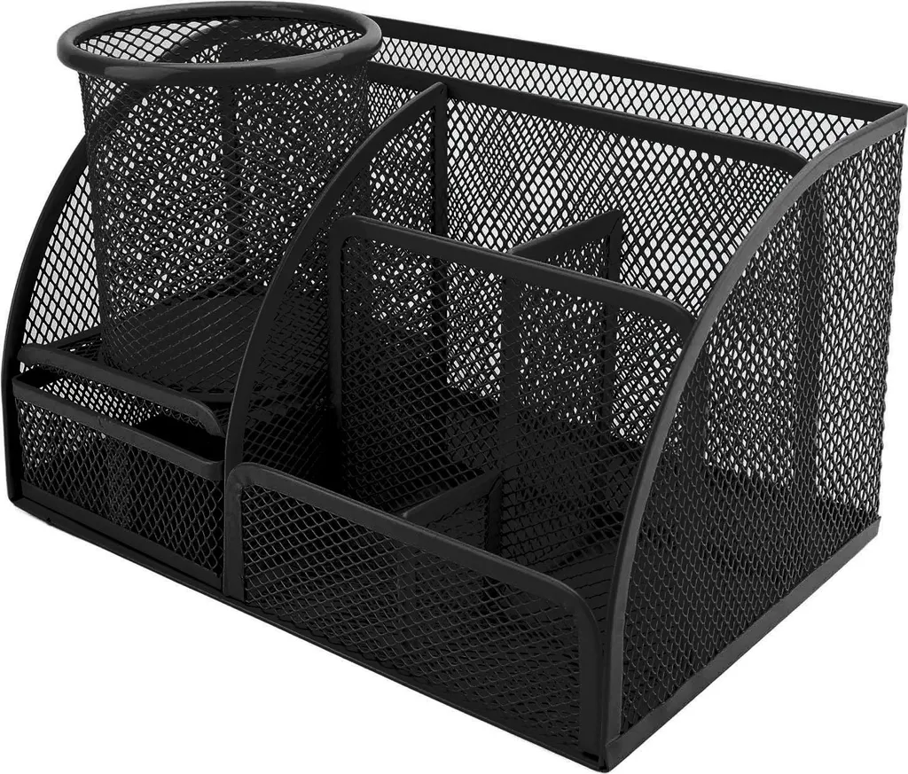 Organiseur de bureau pour école et maison 7 rangements en maille noir - 3