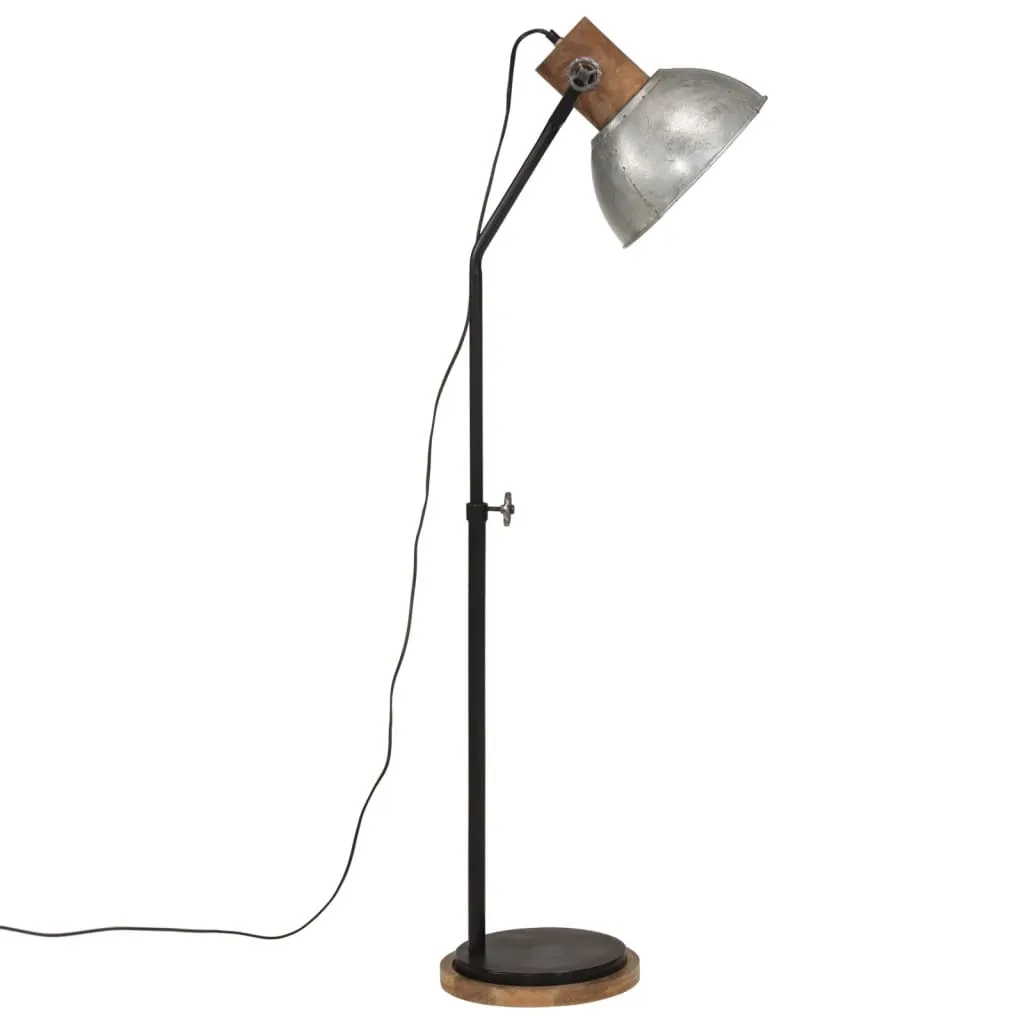 Lampada Terra Industriale Argento vidaXL | Ferro e Legno Mango E27 - 3
