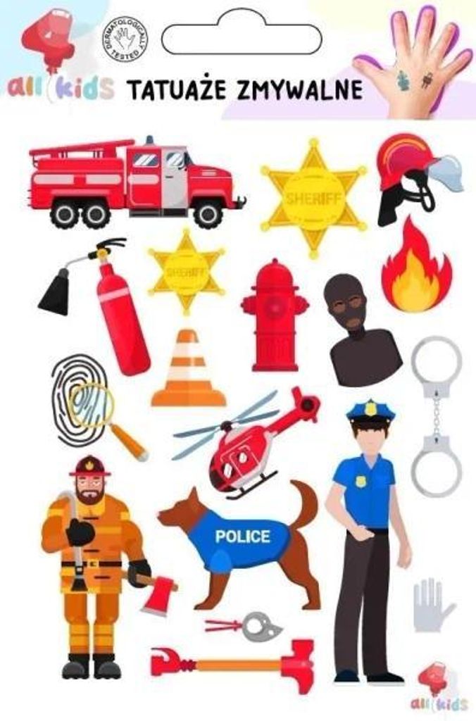 Abwaschbare Tattoos für Kinder: Feuerwehrmann und Polizist Produktbild 