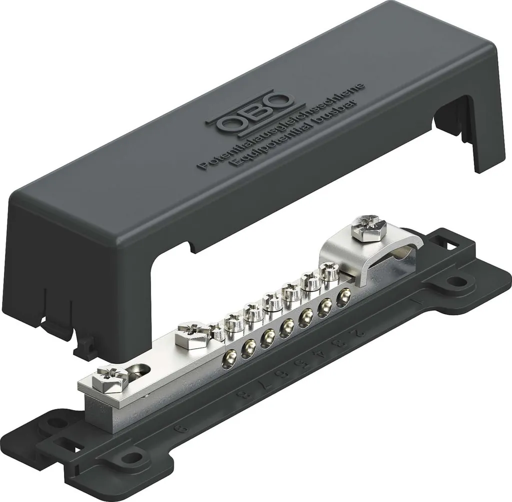 Rail équipotentiel Inox VA noir OBO 1809 A résistant aux intempéries