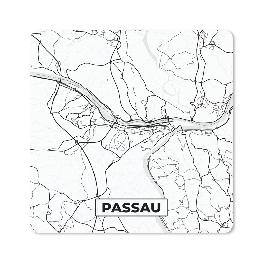 MuchoWow Mauspad Mousepad Karte - Passau - Stadtplan 30x30 cm - Mousepads - Maus Mat - Pad - Mausunterlage - Gaming