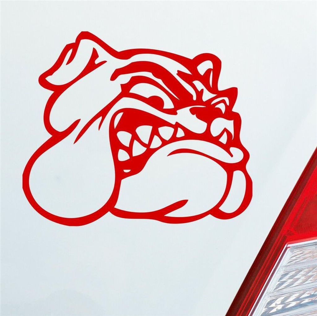 Auto Aufkleber Bulldogge Hund Tier Animal Dogge 12x10 cm Rot Sticker Heckscheibenaufkleber