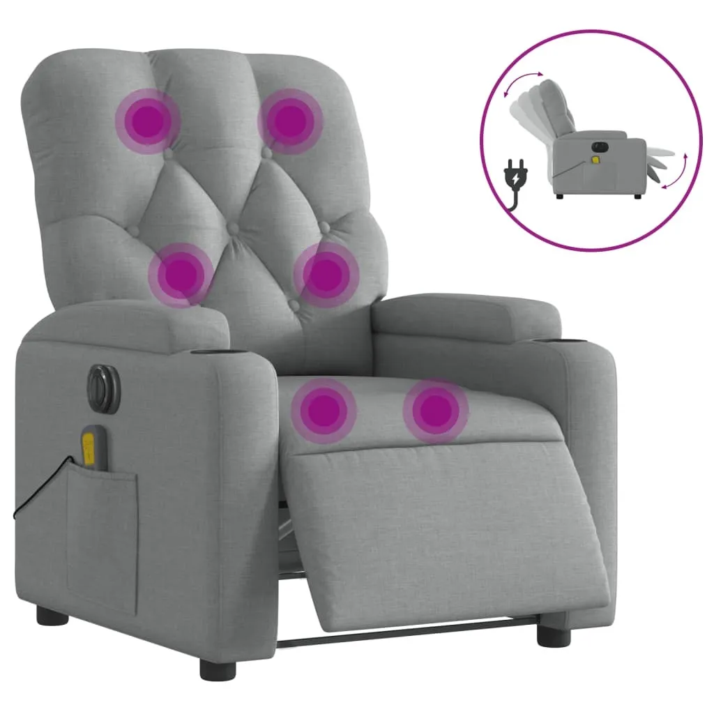 Fauteuil relax massant électrique en tissu gris clair style scandinave