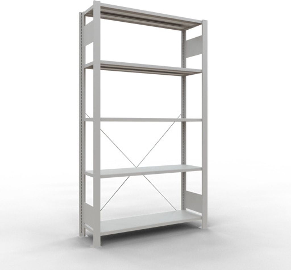 Schulte Büro-Fachbodenregal MULTIplus85 Stecksystem ohne Anschlagleiste | Grundregal | Fachlast 85kg | HxBxT 180x100x30cm | 5 Ebenen | Einseitig n...