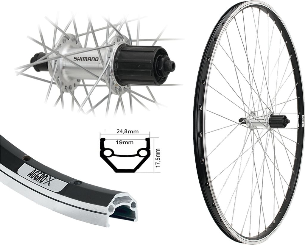 Aggro-X 28 Zoll Hinterrad silber 19-622 Shimano TX500 Produktbild 