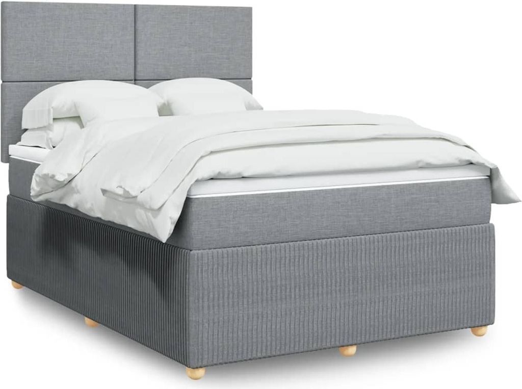 Möbel Boxspringbett mit Matratze Hellgrau 140x200 cm Stoff - Klassische Bettrahmen 3292072