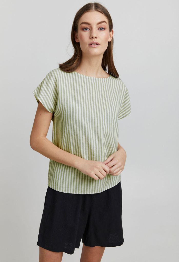 OXMO OXArnora Damen Bluse aus Leinenmix Blusenkleid