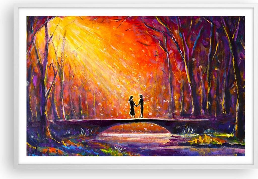Gerahmtes Poster - Weißer Rahmen - Wald Baum Natur - 91,5x61 cm - Wand Bild - Wanddeko - Wandbilder - Kunstposter - Wandposter - Bilderrahmen - Bi...