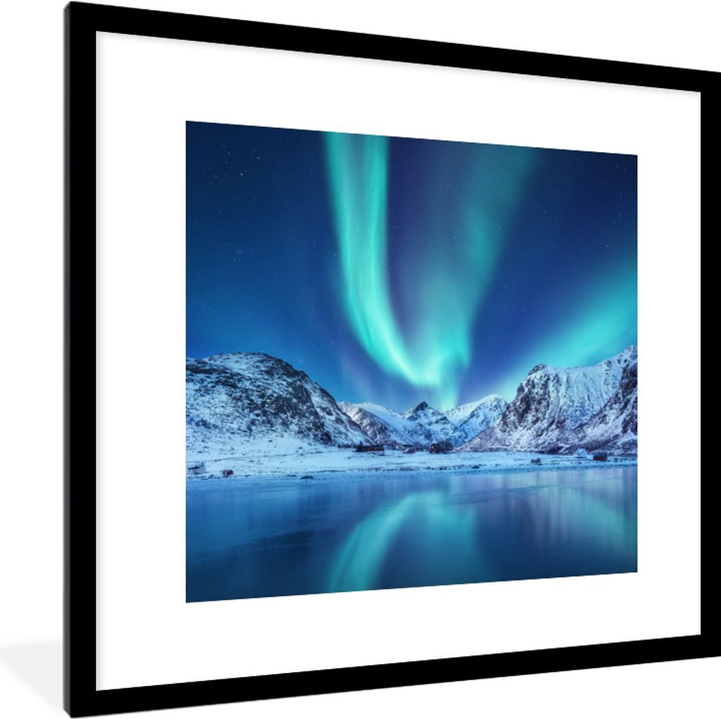 MuchoWow® MuchoWow® Gerahmtes Poster Nordlichter - Eis - Produktbild 