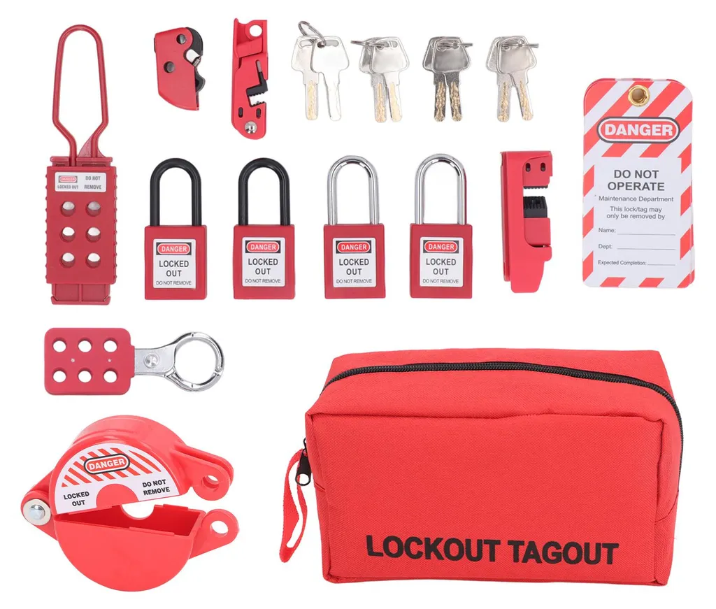 Kit électrique de verrouillage LOTO avec cadenas de sécurité rouge