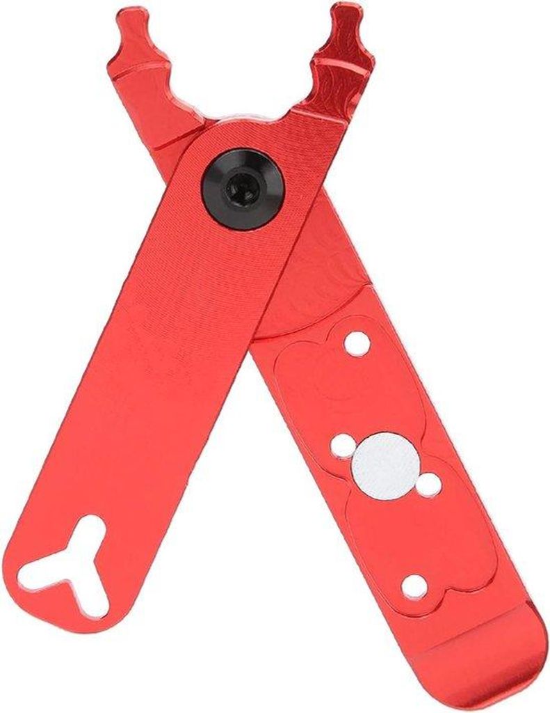Aluminium Ketting + 4-in-1 Multifunktionelle Kettenspanner mit Ventil-Handwerkzeug aus Aluminiumlegierung (rot)