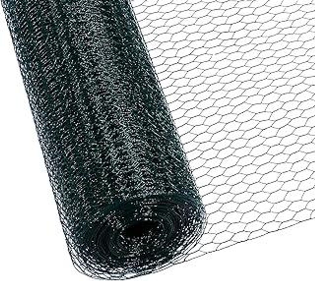 CCLIFE Hühnerzaun Geflügelnetz , Maschenweite 25 mm , Höhe 100 cm , Länge 25/50 m , PVC-Beschichtet Grün