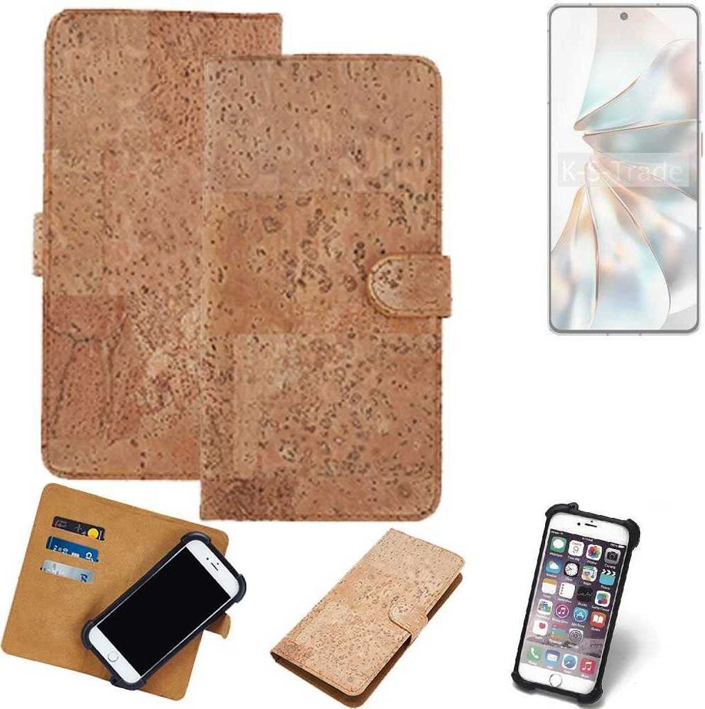 K-S-Trade Hülle kompatibel mit Nubia Z60S Pro Kork Handyhülle Cover Schutzhülle TPU Case Bumper in Hellbraun, (1x)