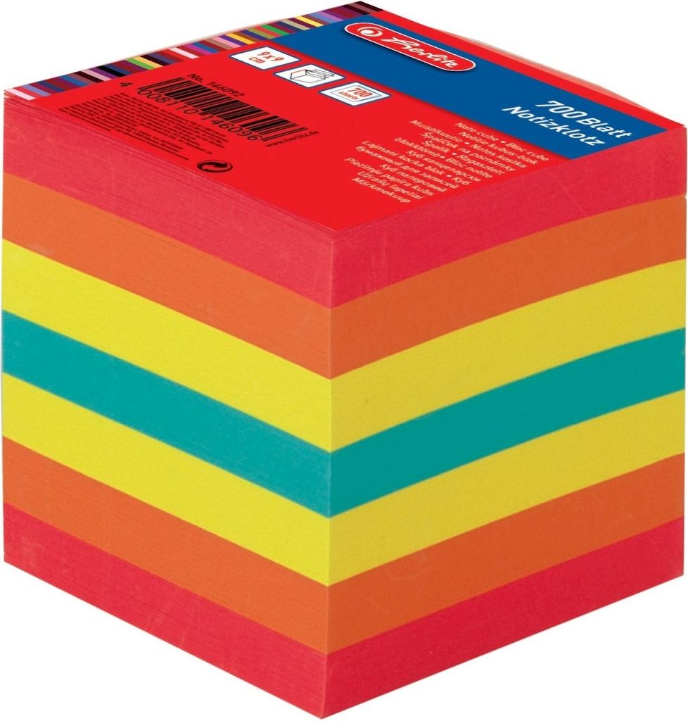 Notizzettelblock 9x9x9cm 700 Blatt bunt Packung mit 24 Stück