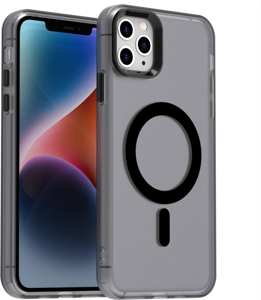 Handyhülle für iPhone 12 Pro Max, Hülle Kompatibel mit MagSafe, Schlank Durchscheinend Matt Stoßfest Schutzhülle Schwarz