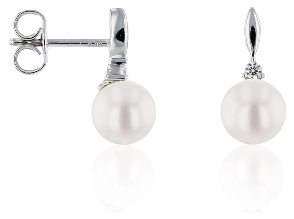 Boucles d'oreilles Perles d'eau douce 6mm et Or Blanc 14 carats Luna