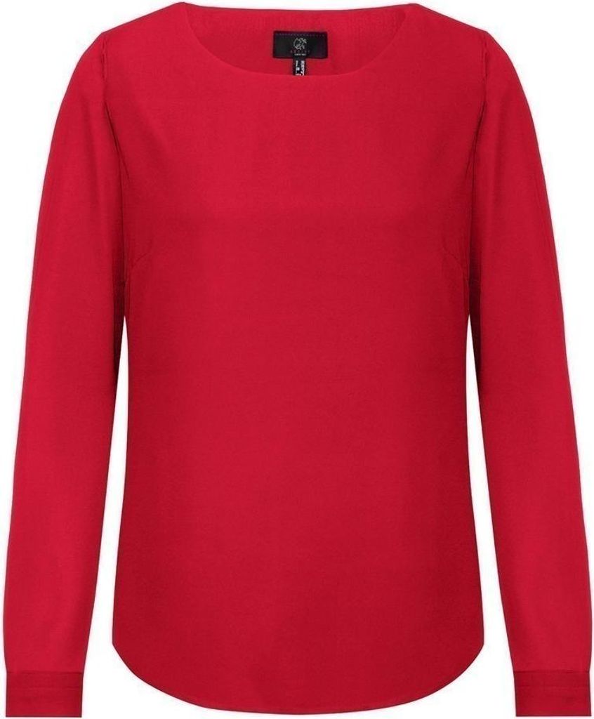 Greiff CHIFFON Damen Chiffon-Bluse Langarm Rundhals Regular Rot 54
