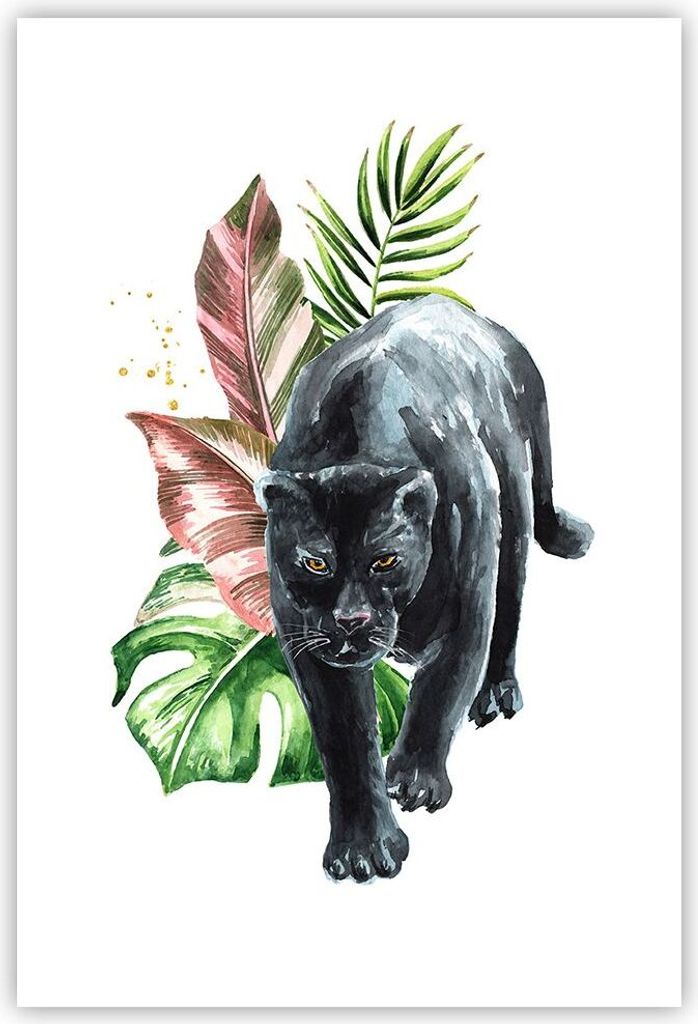 Poster - Poster ohne Rahmen - Schwarz Panther Blätter - Produktbild 