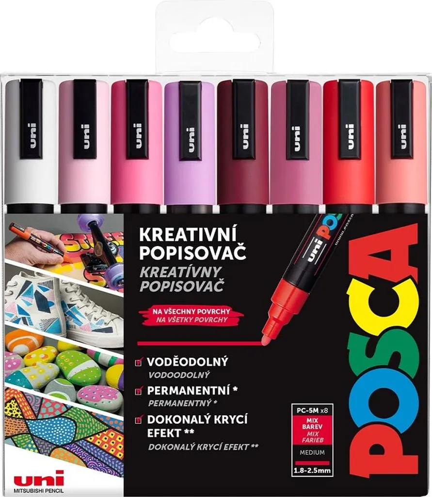 Set POSCA PC-5M 8 Colori Warm Tones Pennarello Acrilico Professionale