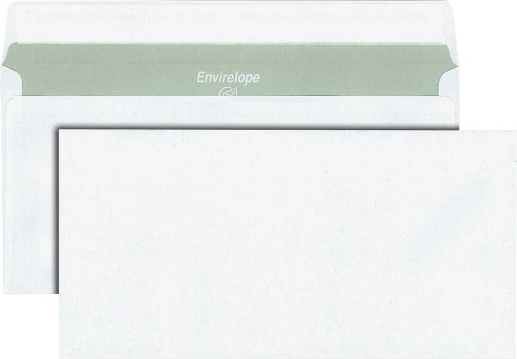 MAILmedia Briefumschläge Envirelope DIN lang ohne Fenster recycling-weiß haftklebend 500 St.