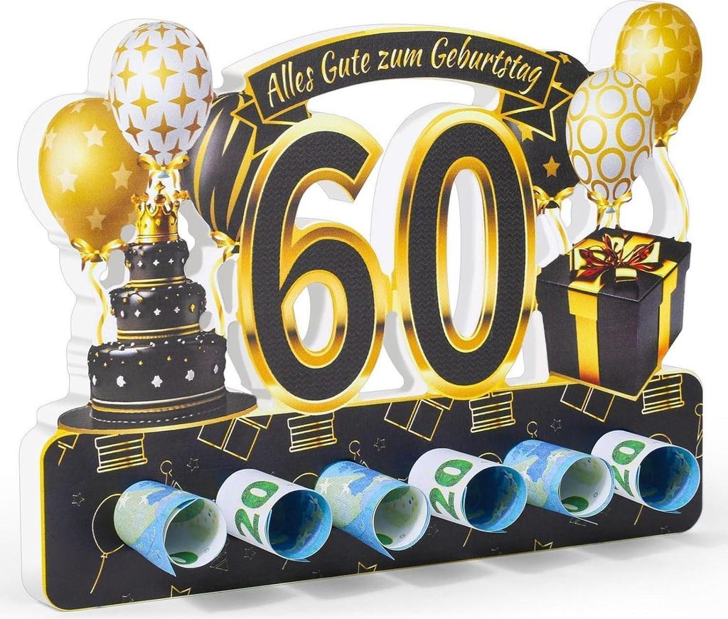 Regalo in legno per 60° compleanno con biglietto d'auguri e Immagine del prodotto 