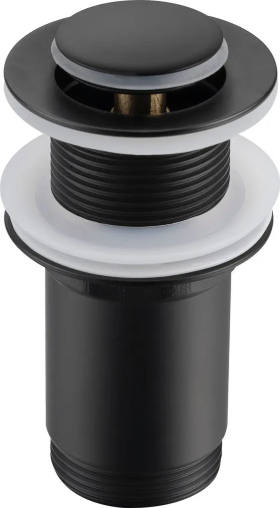Bouchon Lavabo Noir Mat Balneo Klick-Klack en Laiton Massif 38mm G1 1/4