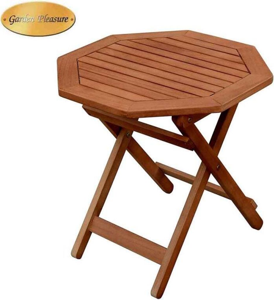An octagonal wooden folding table on a white background.