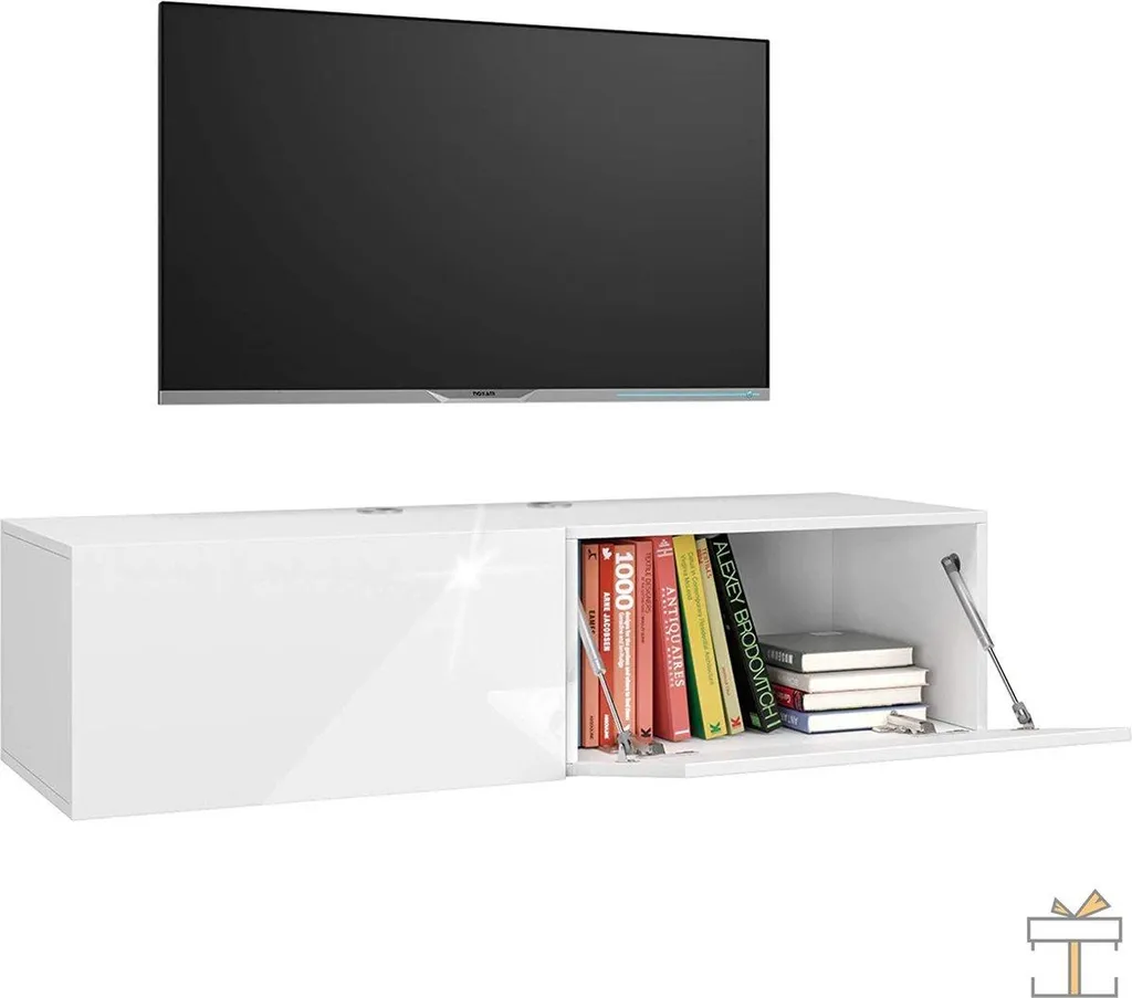 Meuble TV Blanc Bolt Edge 120x40cm Idéal Petit Salon Style Rustique