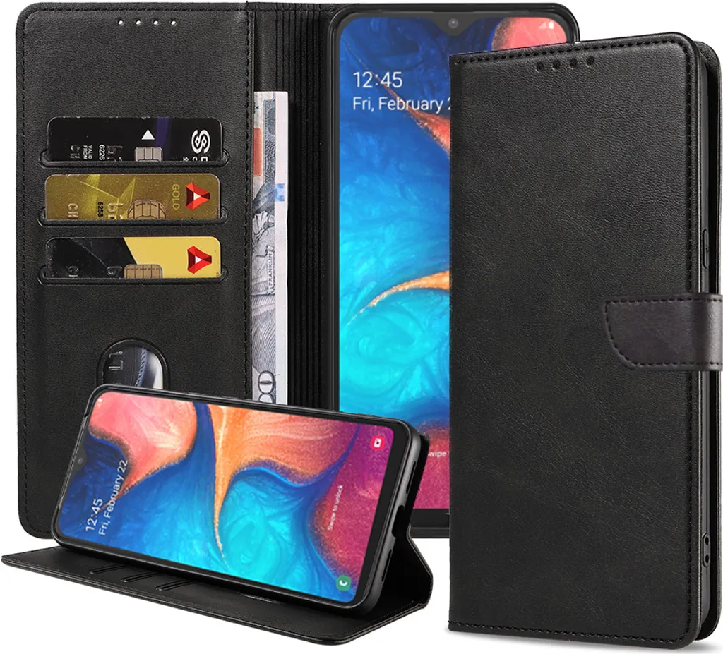 Custodia Samsung A20E Ecopelle Nera Elegante | Smartphonics Premium - 1
