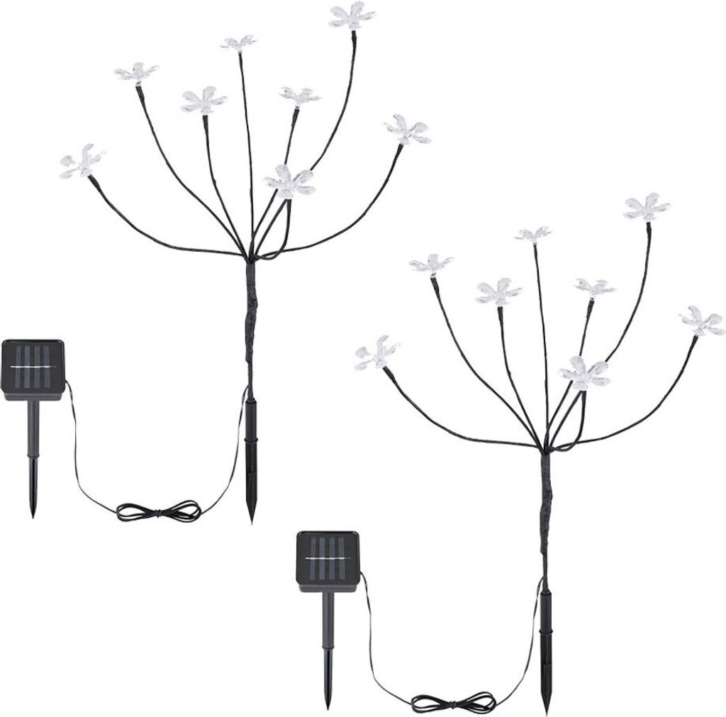 2x LED Solarleuchte, Schwarz, Schalter, Erdspieß, H 62 cm