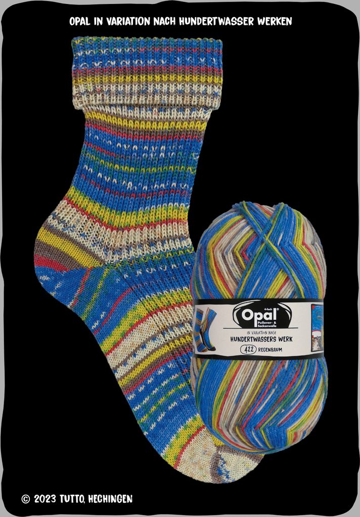 Opal Sockengarn - Hundertwasser-Edition - 4fach Farbe: 4057 Werk 422 Regenbaum