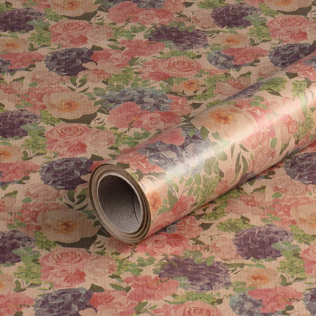 Carta da regalo con fiori, rosa, lilla, 0,70 x 10 m, carta Immagine del prodotto 