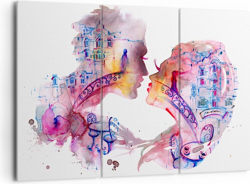 Bild auf Leinwand - Leinwandbild - Paar Liebe Frau urban - 165x110cm - Wand Bild - Wanddeko - Leinwanddruck - Bilder - Kunstdruck - Wanddekoration ...