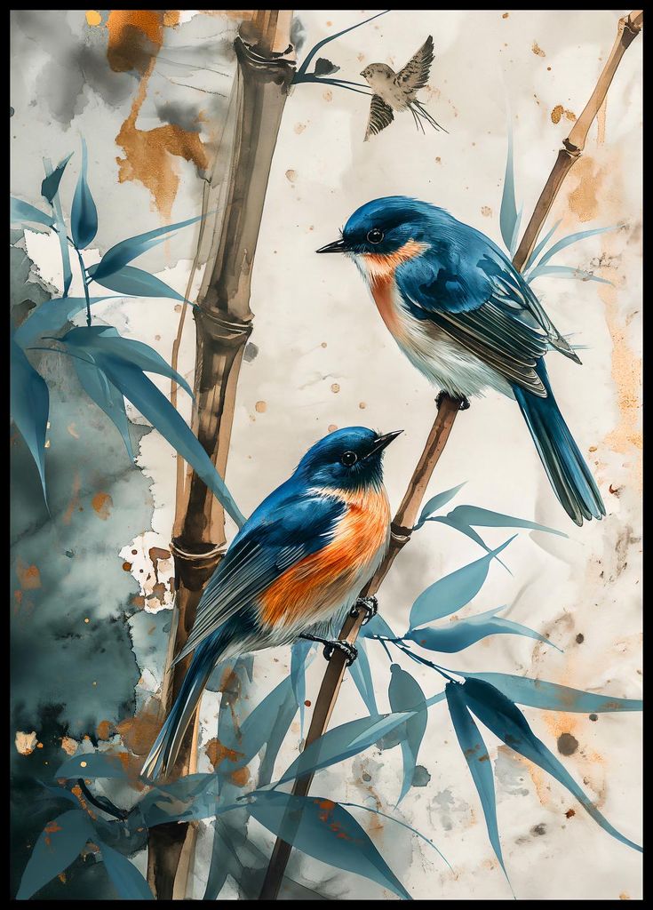Plakat 64x90cm Drei Vögel