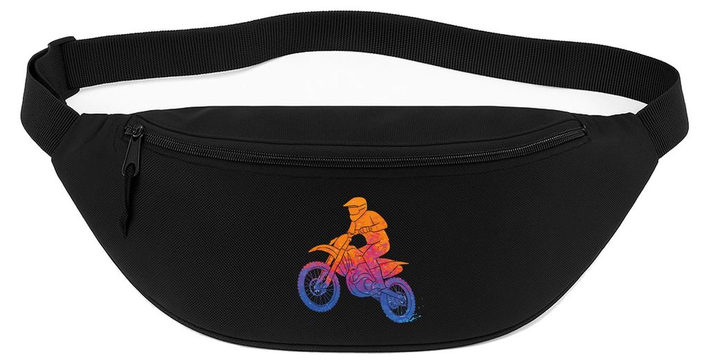 Huuraa Bauchtasche Motocross bunte Silhouette 2,5 Liter Black Polyester Crossbody Bag Geschenkidee