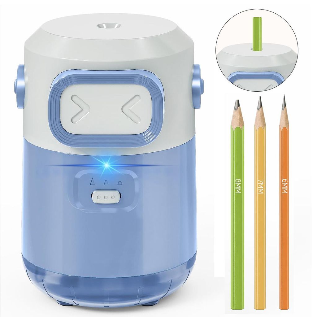 Elektrischer Bleistiftspitzer,Vollautomatischer Elektrischer Bleistiftspitzer,Wiederaufladbarer Auto-Stop Spitzer für 6.5-8mm Bleistifte & Buntstifte