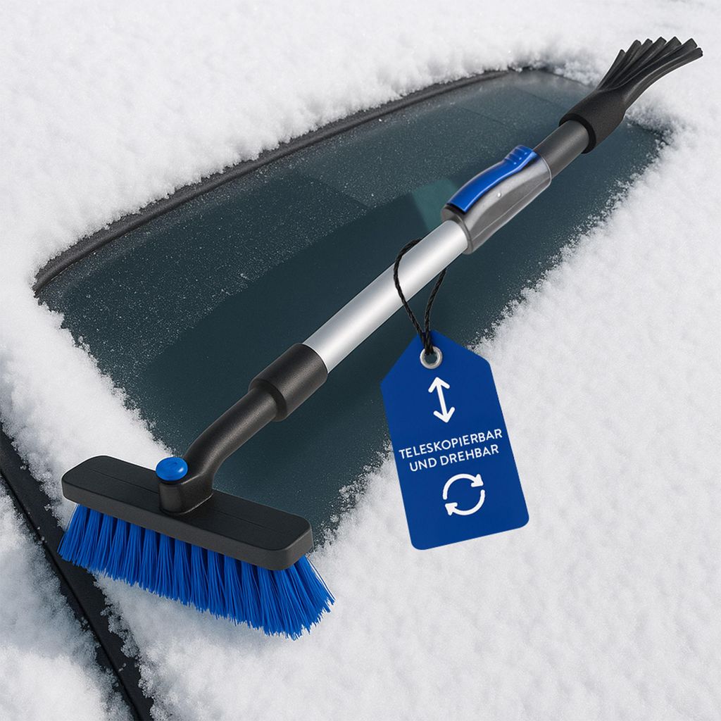 WALSER Eiskratzer teleskopierbar, Eisschaber drehbar, Autokratzer ausziehbar 77,5-100 cm schwarz/blau