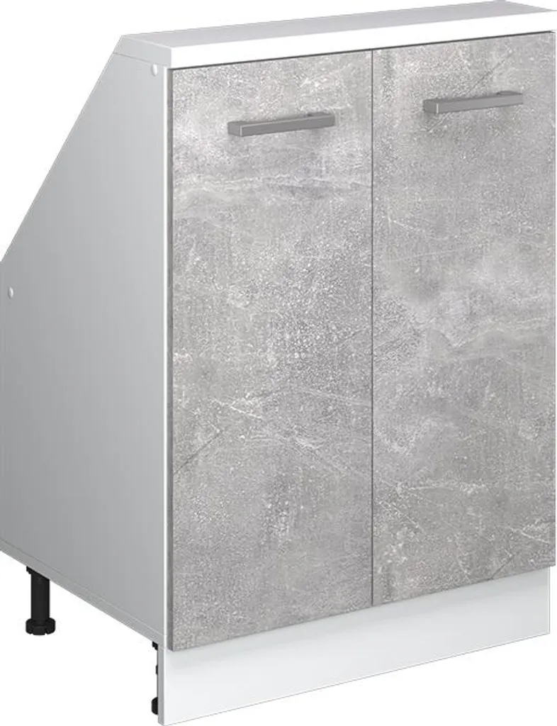 Vicco Mobile cucina sottotetto R-Line, 60 cm con 2 porte, Cemento/Bianco