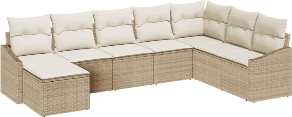 vidaXL Sofa Set mit Kissen 8 pcs Beige Poly Rattan