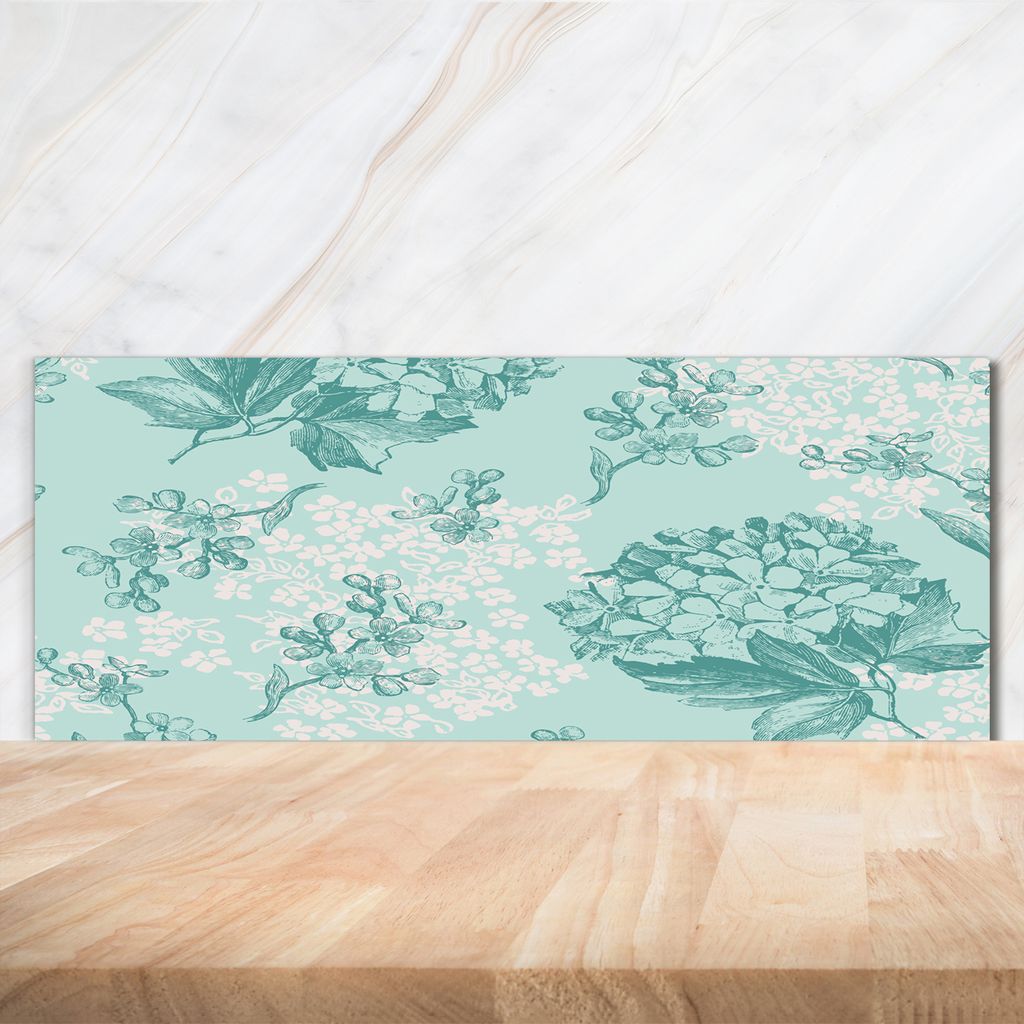 Tulup Küchenrückwand Spritzschutz aus Glas -125x50 -Spritzschutz auf gehärtetes Glas Deko Blumen & Pflanzen Flieder