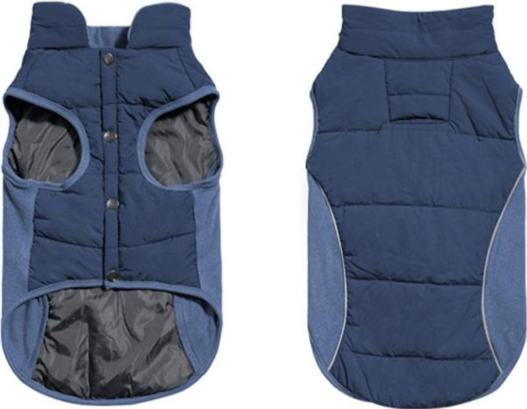 INF Marineblaue Hunde Weste mit Knöpfen - Wasserdicht, Winddicht, Warm XL