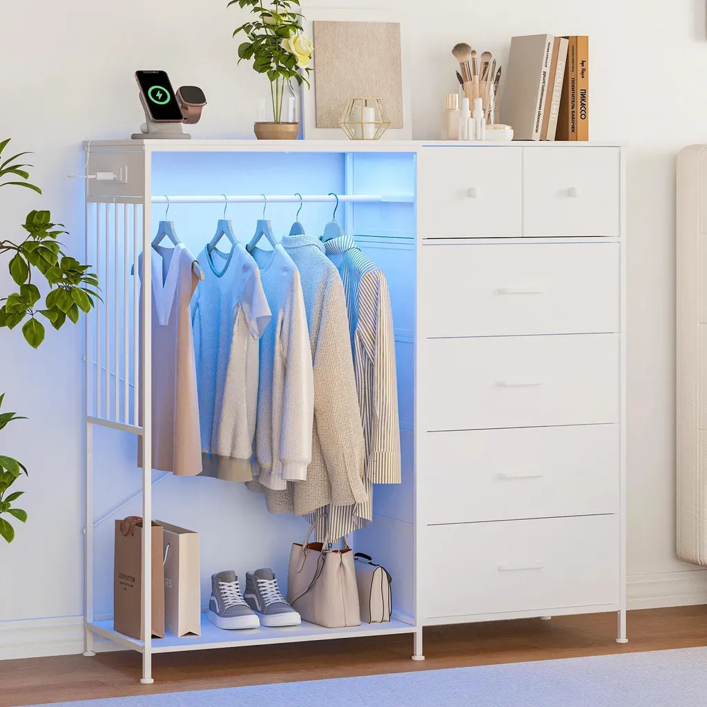 Commode de Chambre 4 Tiroirs en Tissu Blanc pour Organisation Vêtements - 2