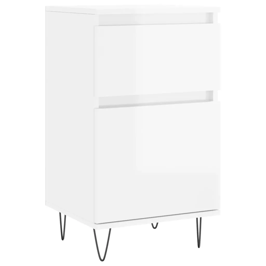 Buffet Blanc Brillant Design Moderne 40x35x70 cm Bois Composite 2 pcs - 6