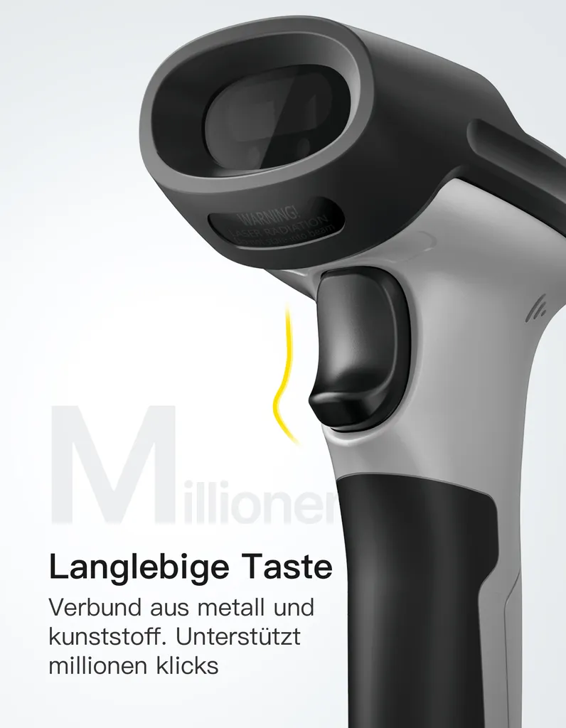 Inateck BCST-72 lecteur de code barre gris avec batterie longue durée et base