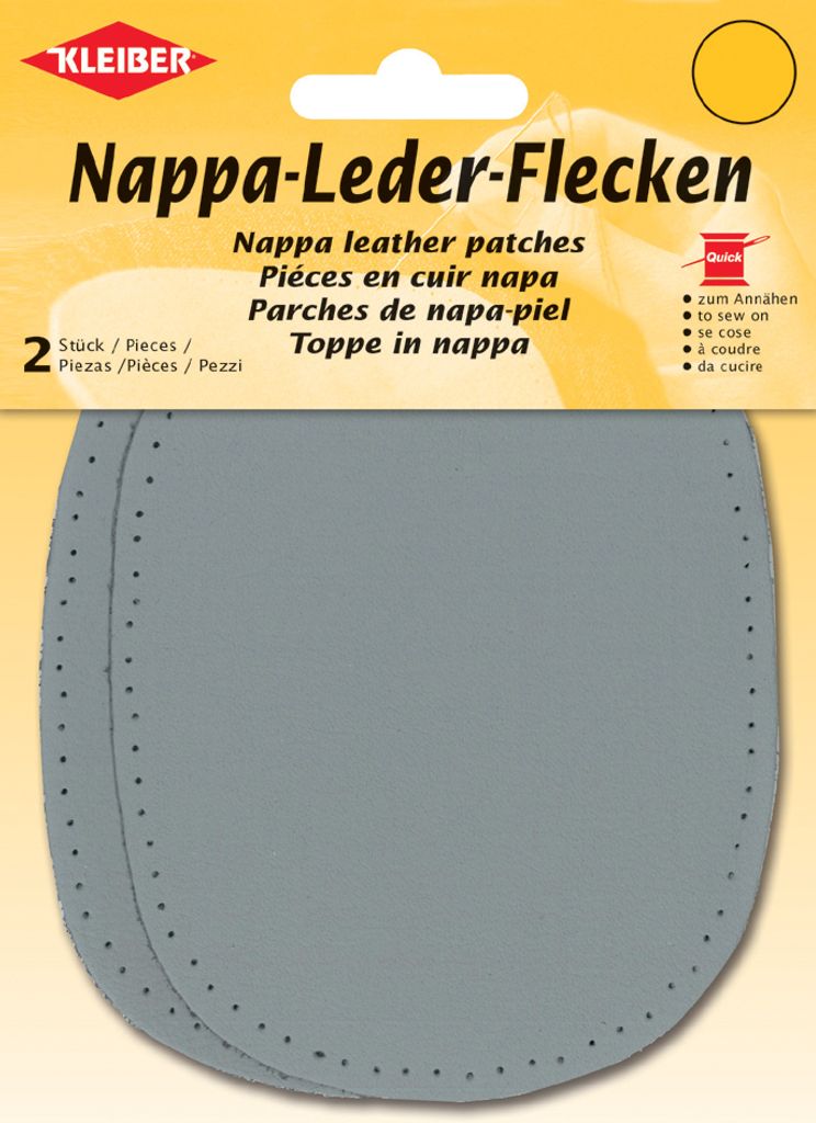 KLEIBER Nappa-Lederflecken oval 100 x 125 mm hellgrau 2 Stück